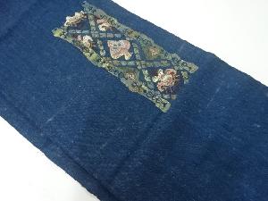 アンティーク　手織り紬抽象模様織出し名古屋帯